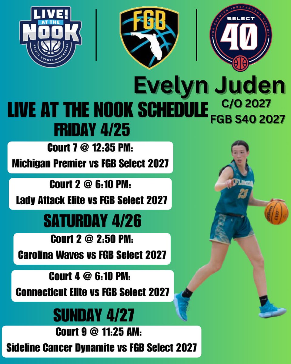Evelyn Juden Bball (@ejuden_bball) on Twitter photo Ready for a great weekend in Manheim, Pennsylvania! Come check out my teammates and I. <a href="/FGBSelect40/">FGB Select 40</a> <a href="/FGBvsEveryone/">@FGBvsEveryone</a> <a href="/SUTSReport/">SUTS Report</a> <a href="/PGHFlorida/">Prep Girls Hoops Florida</a> <a href="/JrAllStarFla/">Florida Jr. All-Star GBB</a> <a href="/JrAllStarBB/">Jr. All-Star Girls Basketball</a> <a href="/JMarkG1962/">Jeff Gardenour</a> <a href="/RossVDG14/">Ross Van De Griek</a> <a href="/MMBR_CoachGBell/">Major Movez Basketball Review #MMBR</a> <a href="/SELECT_40/">SELECT 40 Circuit</a> <a href="/SelectEventsBB/">Select Events Basketball</a> Ready for a great weekend in Manheim, Pennsylvania! Come check out my teammates and I. <a href="/FGBSelect40/">FGB Select 40</a> <a href="/FGBvsEveryone/">@FGBvsEveryone</a> <a href="/SUTSReport/">SUTS Report</a> <a href="/PGHFlorida/">Prep Girls Hoops Florida</a> <a href="/JrAllStarFla/">Florida Jr. All-Star GBB</a> <a href="/JrAllStarBB/">Jr. All-Star Girls Basketball</a> <a href="/JMarkG1962/">Jeff Gardenour</a> <a href="/RossVDG14/">Ross Van De Griek</a> <a href="/MMBR_CoachGBell/">Major Movez Basketball Review #MMBR</a> <a href="/SELECT_40/">SELECT 40 Circuit</a> <a href="/SelectEventsBB/">Select Events Basketball</a>