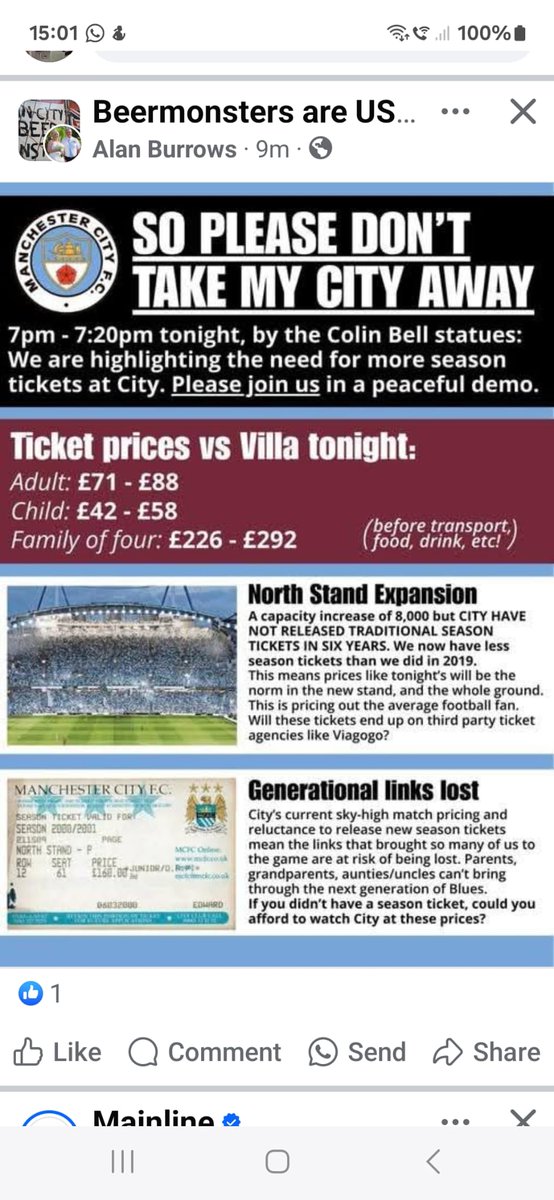 Nick Jackson (@njmcfc1894) on Twitter photo Great work tonight by <a href="/WeAre1894/">1894</a> <a href="/MCFCfoodbank/">MCFC Fans Foodbank Support</a> <a href="/tradeunionblues/">Trade Union Blues</a>
Leaflets passed out by many and thanks if you took one and hopefully helped you understand what's going on, thanks for <a href="/AVFCOfficial/">Aston Villa</a> fans who took some in away end. It's a football issue not just City Great work tonight by <a href="/WeAre1894/">1894</a> <a href="/MCFCfoodbank/">MCFC Fans Foodbank Support</a> <a href="/tradeunionblues/">Trade Union Blues</a>
Leaflets passed out by many and thanks if you took one and hopefully helped you understand what's going on, thanks for <a href="/AVFCOfficial/">Aston Villa</a> fans who took some in away end. It's a football issue not just City