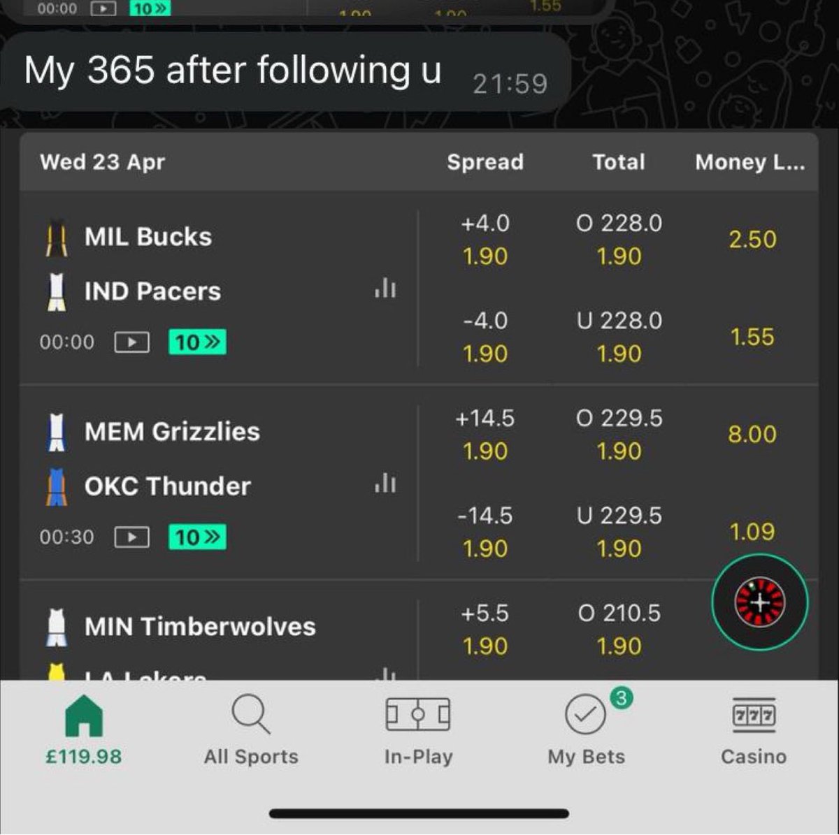 We’ve cleaned up tonight, buzzing that our subs have spanked the bookies and taken home a tidy amount. Great way to start the week! 😍

Join the community here, it’s free!! t.me/+Z1Z26J2RyvQ1Z… 🔥