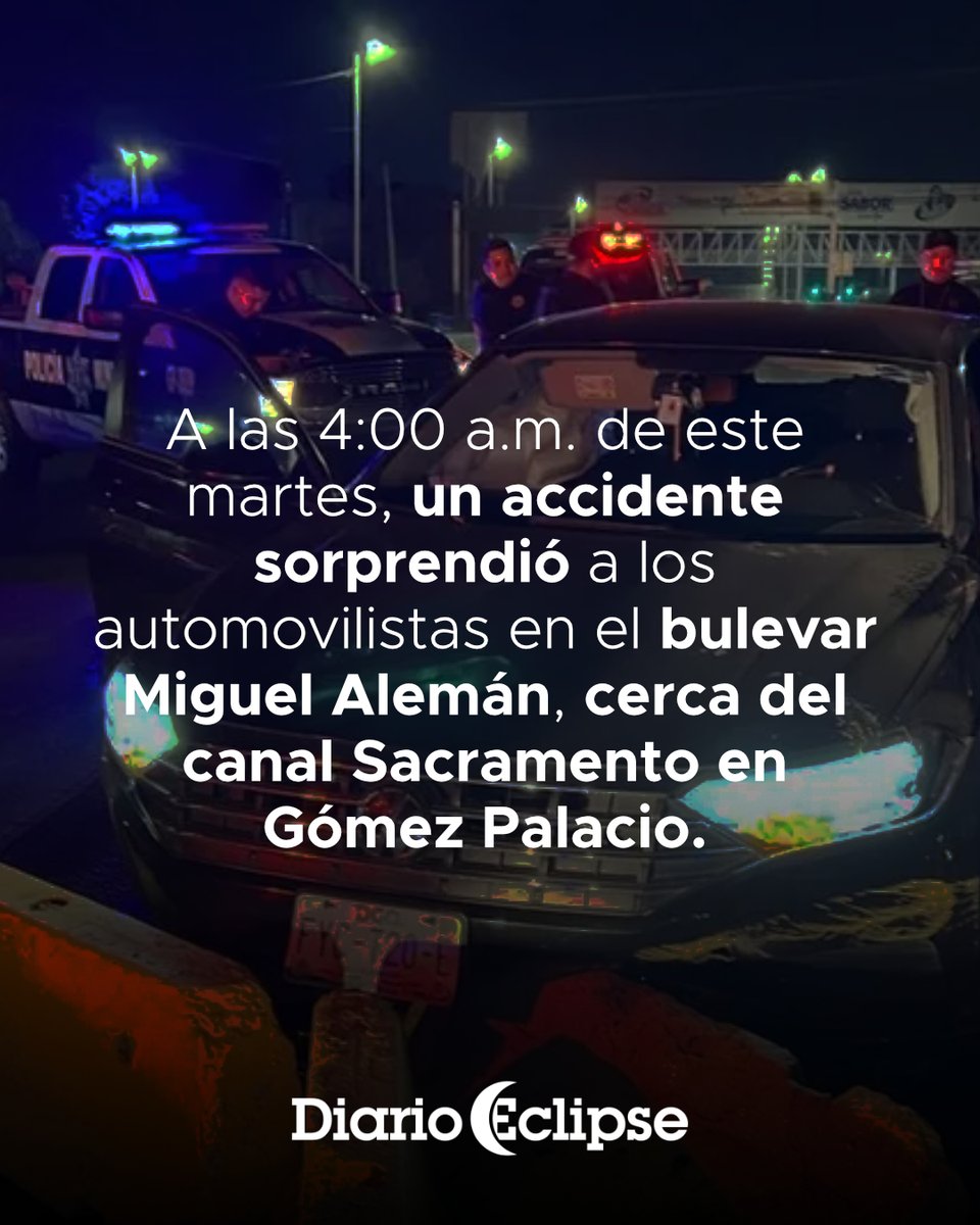 DiarioEclipse's tweet photo. 🚨¡Impacto de madrugada! 🚗💥 Una joven aparentemente bajo los efectos del alcohol se estrella contra ballenas de concreto en Gómez Palacio. 

👀 Lee la nota completa aquí ⬇️
https://t.co/RQSUJ4htaf

#accidente  #GómezPalacio #SeguridadVial #Seguridad https://t.co/JH93hOLOxr