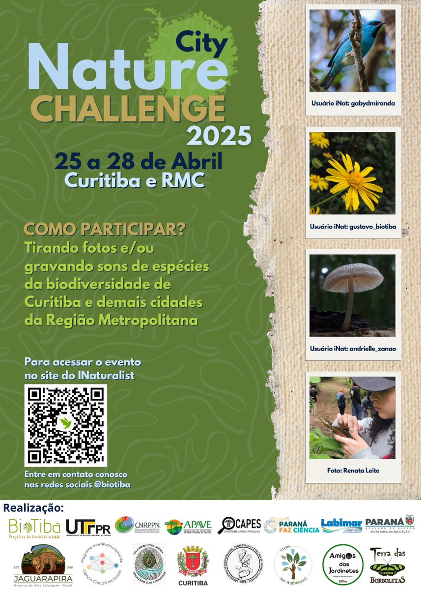 crbio07's tweet photo. Desafio Mundial da Natureza Urbana 2025: participe e registre a biodiversidade da sua cidade!

Saiba mais: https://t.co/EmXjuBiXY6 https://t.co/YDdhAcWvCd