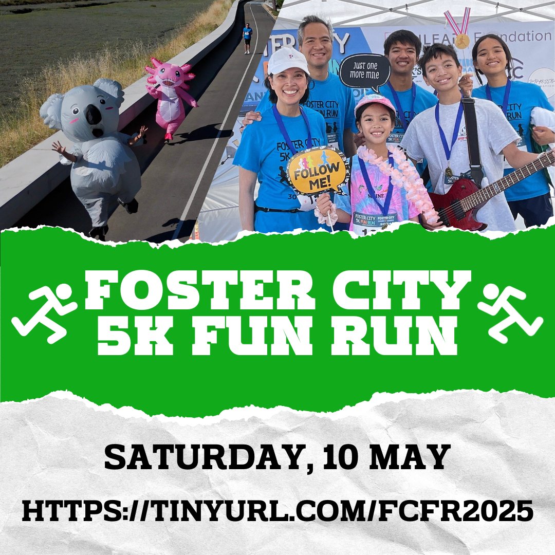 Foster City Chamber (@thinkfostercity) on Twitter photo Registration is open for this year's Foster City 5k Fun Run! Join us on May 10th, 2025. Register at fostercitychamber.com/fcfunrun
Not a runner? We have spots open for sponsors, volunteers and more... Contact us at info@fostercitychamber.com for more information Registration is open for this year's Foster City 5k Fun Run! Join us on May 10th, 2025. Register at fostercitychamber.com/fcfunrun
Not a runner? We have spots open for sponsors, volunteers and more... Contact us at info@fostercitychamber.com for more information