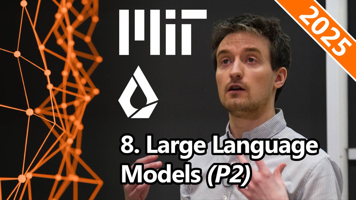 MIT Intro to Deep Learning (@mitdeeplearning) on Twitter photo ⭐️⭐️ Lecture 8 of <a href="/MITDeepLearning/">MIT Intro to Deep Learning</a> 2025 is now available online #FREE for ALL!
Learn the secrets of #LLM #PostTraining with <a href="/maximelabonne/">Maxime Labonne</a> from <a href="/LiquidAI_/">Liquid AI</a> ! You don’t want to miss this absolute master class!
🔥 Lecture 👉 youtube.com/watch?v=_Hfdnc…
💻 LLM Software Lab 👉 ⭐️⭐️ Lecture 8 of <a href="/MITDeepLearning/">MIT Intro to Deep Learning</a> 2025 is now available online #FREE for ALL!
Learn the secrets of #LLM #PostTraining with <a href="/maximelabonne/">Maxime Labonne</a> from <a href="/LiquidAI_/">Liquid AI</a> ! You don’t want to miss this absolute master class!
🔥 Lecture 👉 youtube.com/watch?v=_Hfdnc…
💻 LLM Software Lab 👉
