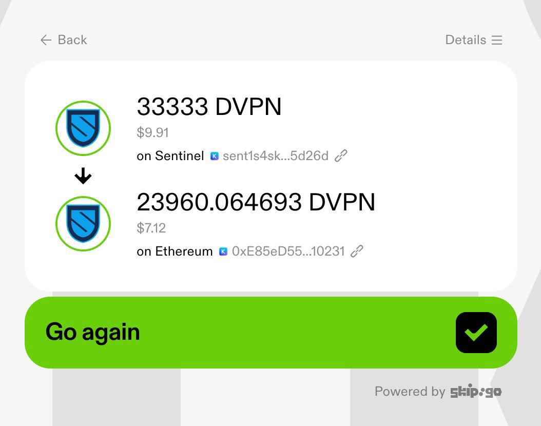 alexlitreev's tweet image. Eureka! The first-ever transaction sent from Sentinel to Ethereum!
Mintscan:
mintscan.io/sentinel/tx/17…
Etherscan:
etherscan.io/tx/0x460cb46a1…