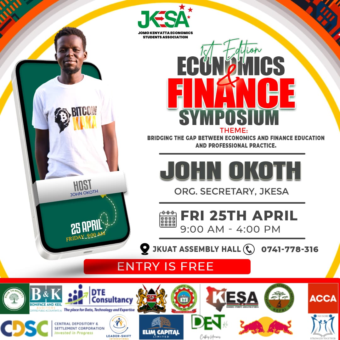 📢 JKESA 
📅 Date: 25th April 2025 | ⏰ 9:00 AM – 2:00 PM
📍 Venue: JKUAT Main Campus, Juja
🎯 Theme: Bridging the Gap Between Finance Education &amp; Professional Practice

✅ Register
📩 forms.gle/Qq1Wo6Tk2otPq9…
#JKESA2025 #FinanceSymposium #BridgingTheGap📢