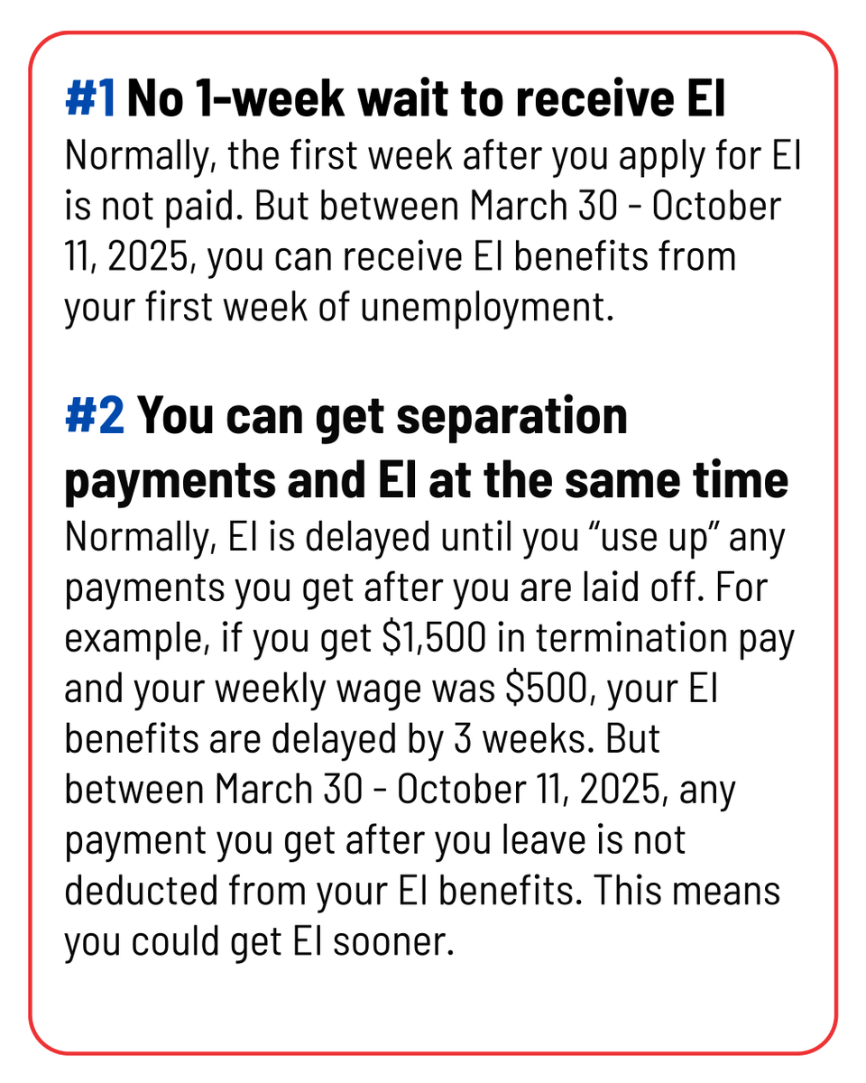 WorkersAC's tweet photo. Four changes to EI were made to address the tariff crisis. But the changes don’t even begin to meet the need for adequate, accessible income support. Get more details & find out what workers really need: https://t.co/59ZbOgn16G
#Justice4Workers #FixEI #NoOneLeftBehind #canlab https://t.co/GMQ4G4mVgs