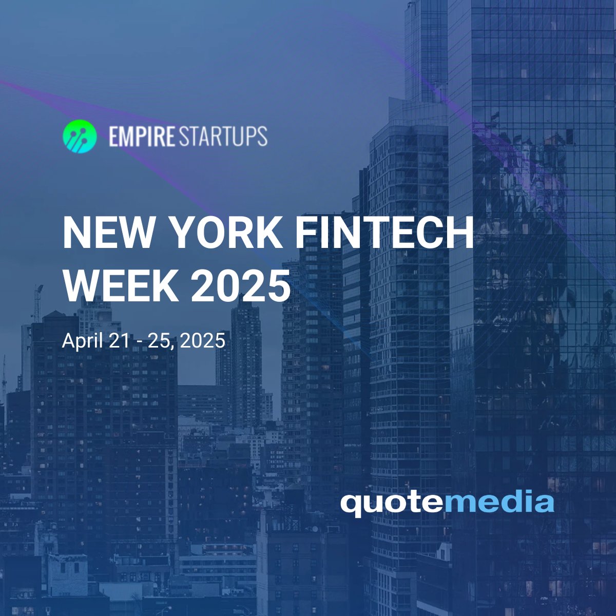 QuoteMedia_Inc's tweet image. QuoteMedia is at @EmpireStartups FinTech Week in NYC (April 21–25, 2025)! We&apos;re diving into the latest in finance and connecting with founders, builders, and fintech fans.
Let’s connect if you’re there too!

Visit: quotemedia.com

#NYFinTechWeek #FinTechInnovation