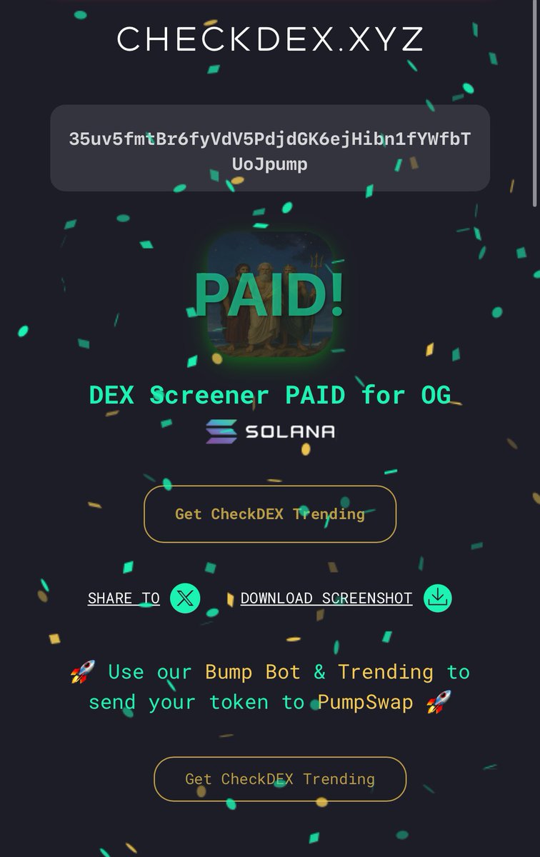 The DEX has been PAID ⚡️🔱

Real $OG ‘s allowed only 

#OlympusGang 

35uv5fmtBr6fyVdV5PdjdGK6ejHibn1fYWfbTUoJpump

$SOL