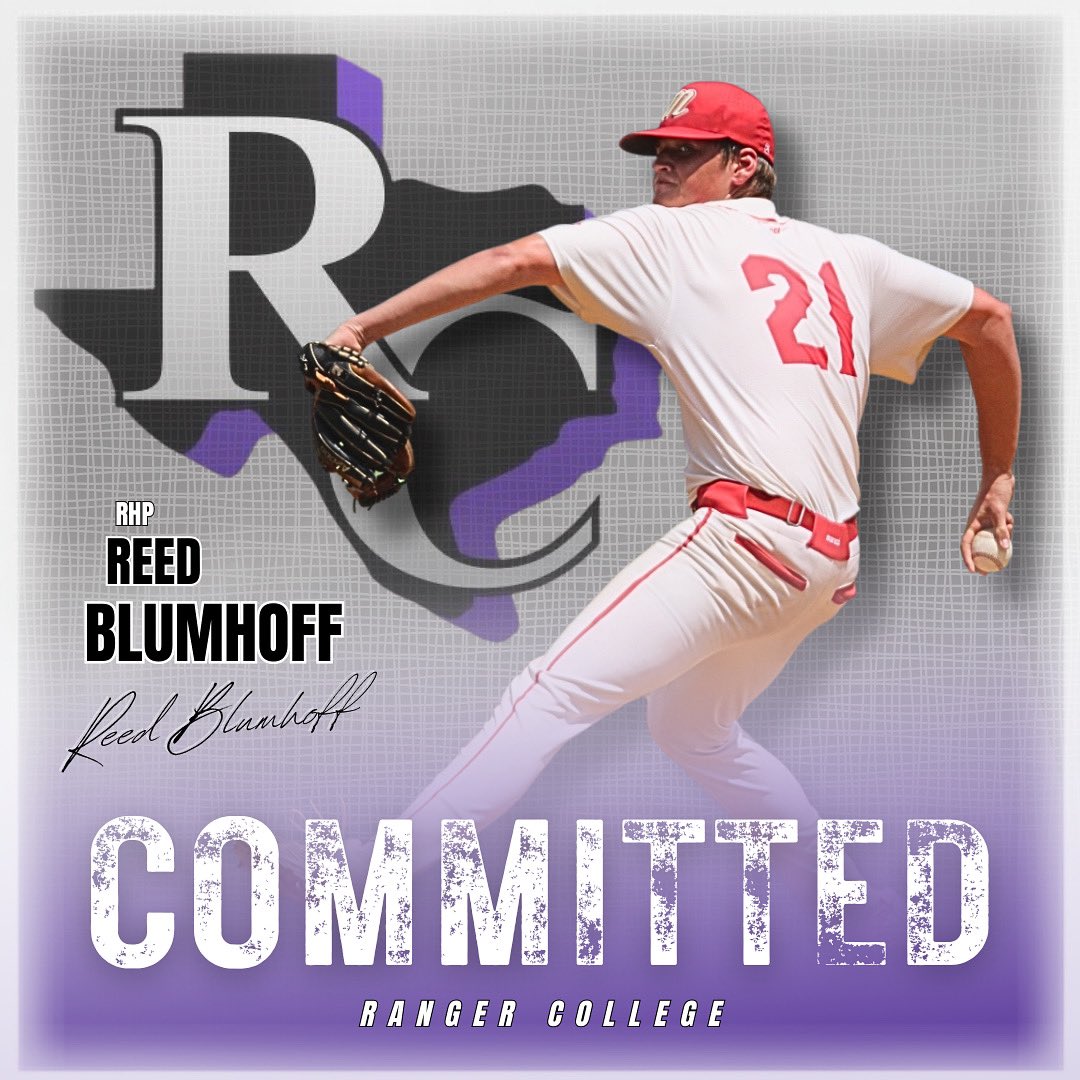 l'm beyond excited and blessed to announce that I'll be playing at Ranger College next year. I'm pumped for the opportunity to play baseball at the next level. I would like to thank God, my family, my coaches, and my teammates for everything they've done for me 🙌