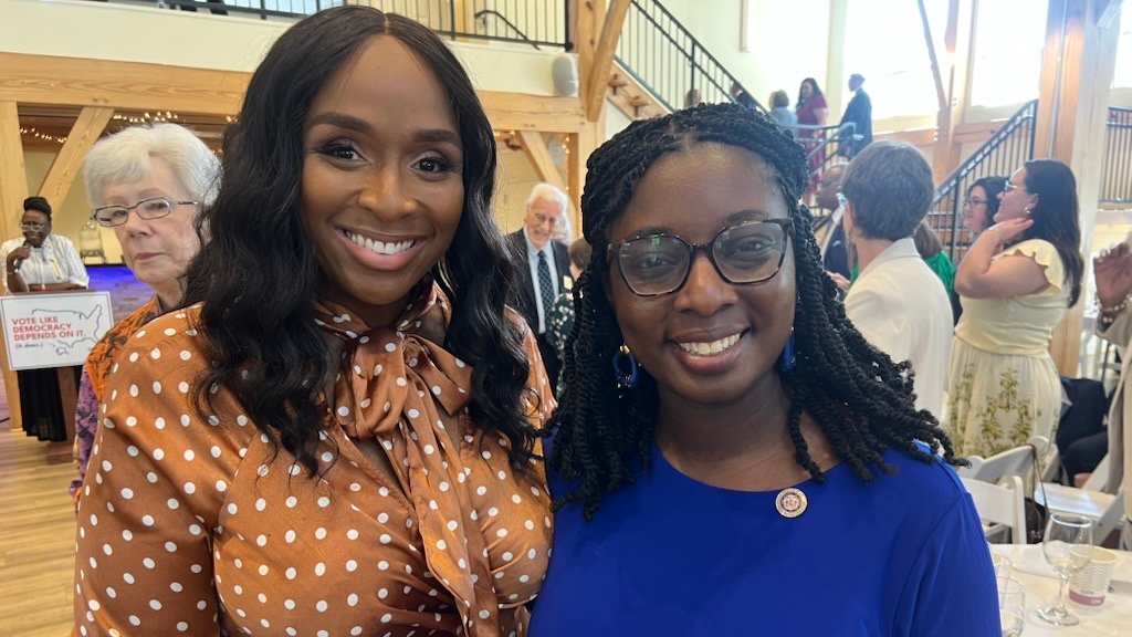 delegatebmn's tweet image. At @LWVMD Breakfast w/ @GovWesMoore. Great to celebrate passage of my Language Assistance Bill HB983 w/ @CommonCauseMD and the @NAACP.
Pictured are my Sorors Sen @ShanekaHenson, @EmergeMaryland Exec Dir Diane Emerson, and the ladies of Delta Sigma Theta.