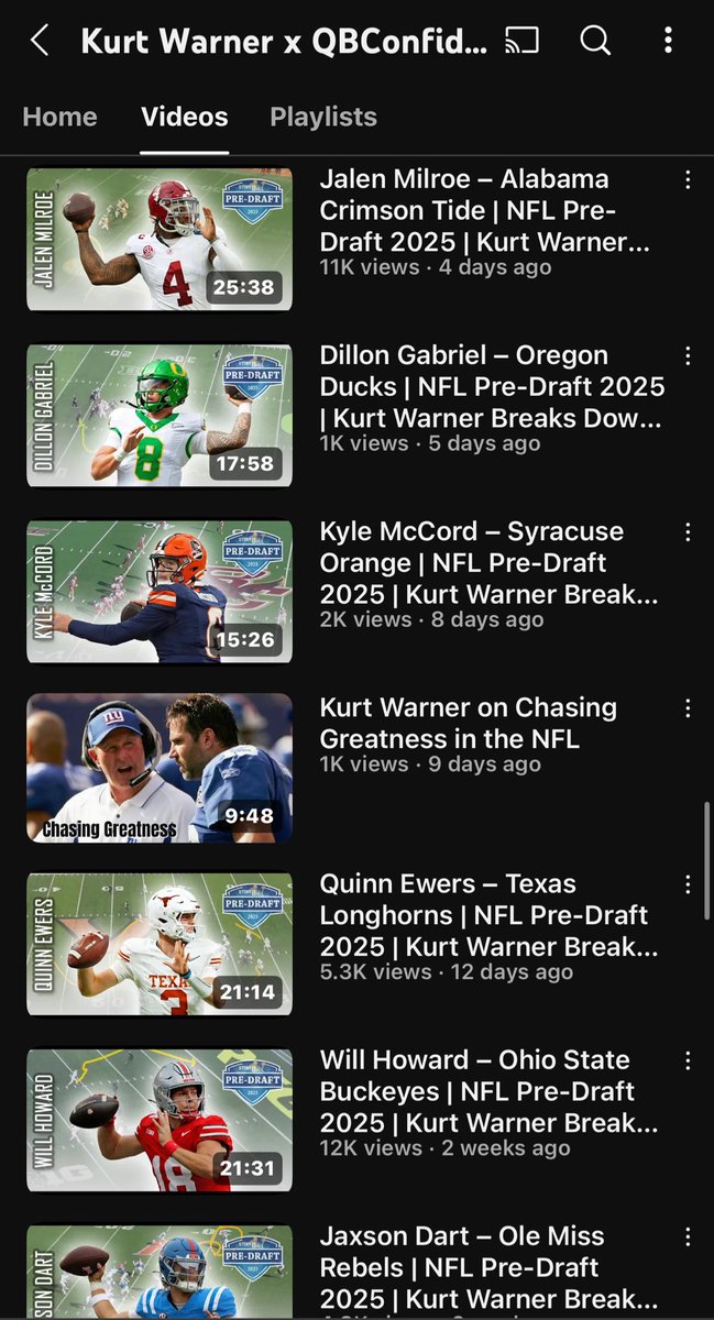 The #NFLDraft is just 2 days away!!

Head to our YouTube channel to see your favorite quarterback’s film get broken down by <a href="/kurt13warner/">Kurt Warner</a> 👀

Got LOTS of em!!