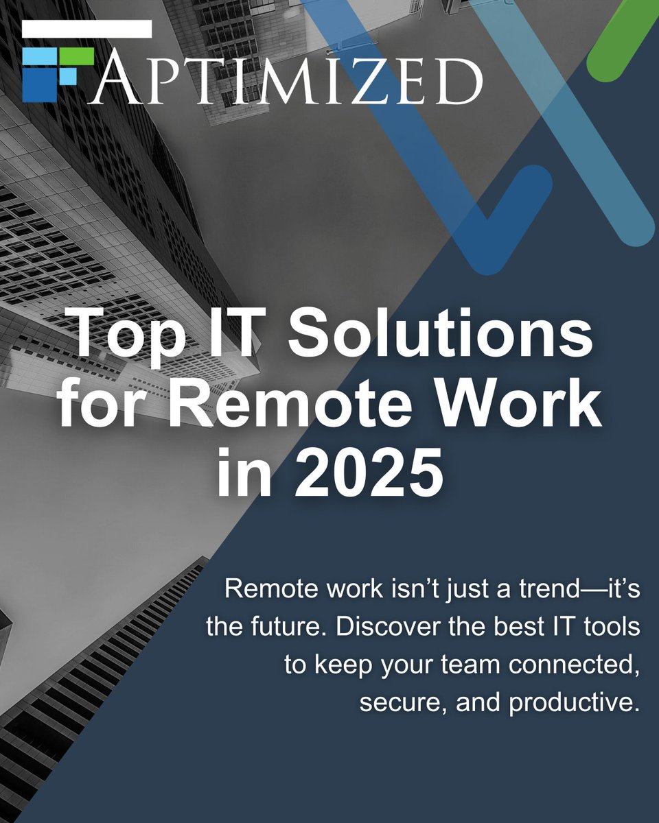 aptimized's tweet image. 💻 Top IT Solutions for Remote Work in 2025
At Aptimized, we highlight the best tools to ensure secure, seamless remote work, from cloud platforms to hybrid IT support.

Empower your remote teams with the right tech.
#RemoteWorkTools #HybridWorkIT #Aptimized,