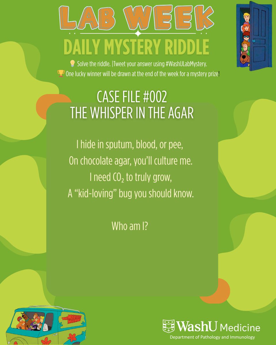 It's time for the Lab Week Daily Mystery Riddle! Tweet your answer using #washulabmystery !