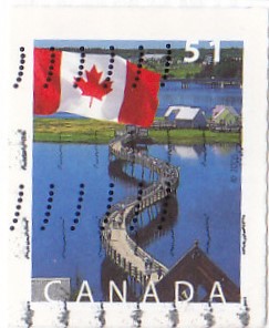 MarjeMolder's tweet photo. Continuing my 80th year by daily posting #Canadian #flags on #stamps until #MarkCarney becomes / remains #PrimeMinister Today, it is our flag flying over historic #wooden walking #bridge over #LittleBatouche #River in #NewBrunswick #FlagsFlying #tourism #CanadaElection2025 https://t.co/QqWEj7WEhE