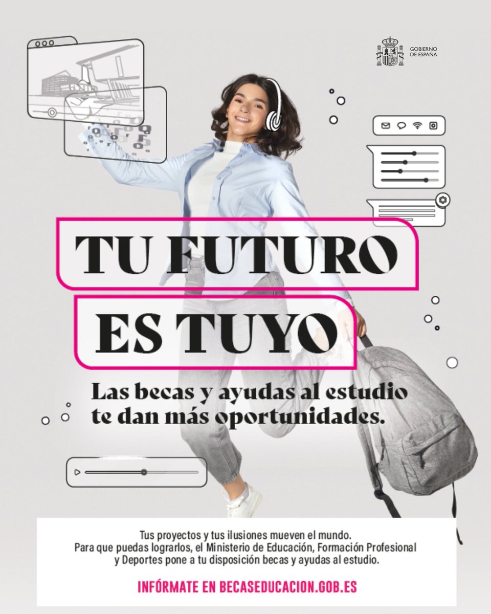 ⁉️¿Has pedido ya tu beca?

Recuerda que puedes solicitar tu ayuda al estudio para:
🔸Estudios universitarios
🔸Bachillerato
🔸FP
🔸Enseñanzas Artísticas
🔸Apoyo Educativo

¡El plazo termina el miércoles!
becaseducacion.gob.es/portada.html