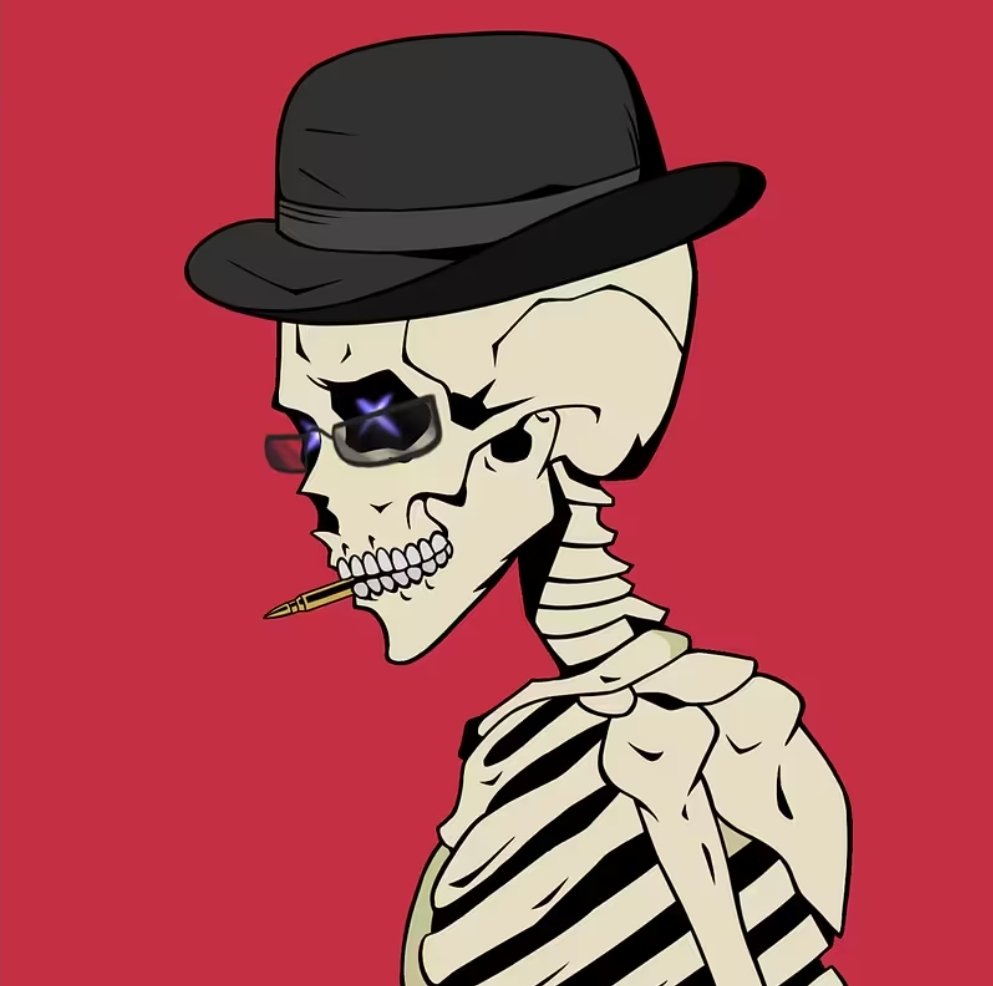 Giveaway alert🚨

Found this Skeleton Mafia on Ape and figured I'd buy one to giveaway🤷

To enter
❤️, RT, &amp; Follow
Tag 3 and tell me your favorite scary movie👀

I'll draw for a winner Friday💪