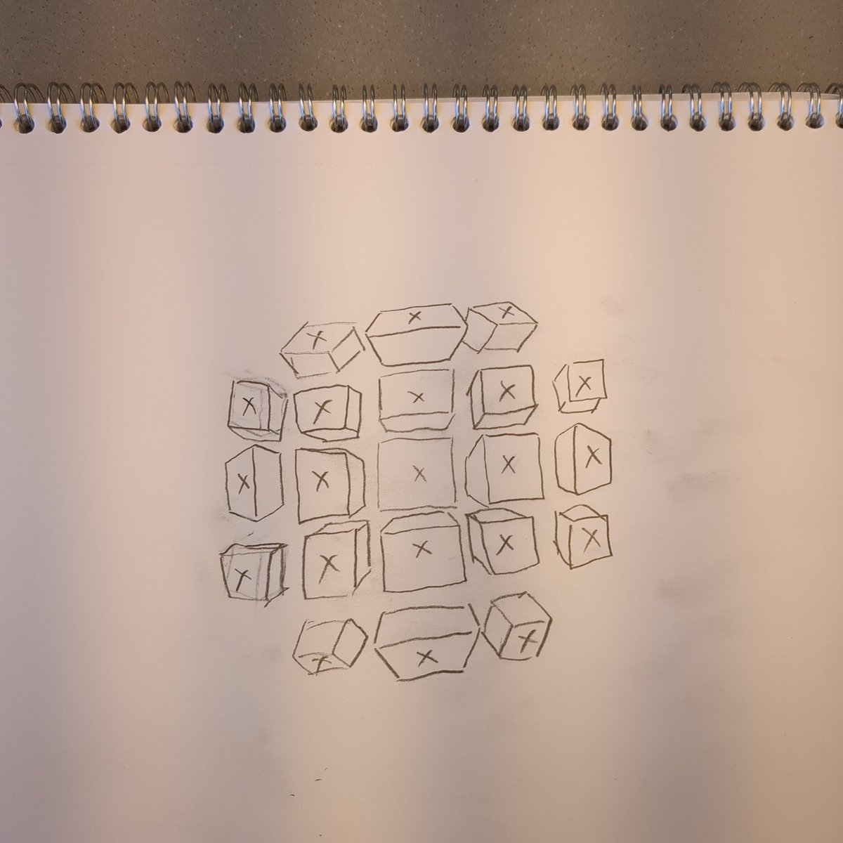 Day 17 I managed to draw something anyways. I tried to do the box from multiple angles thing but I forgot my ruler at home.