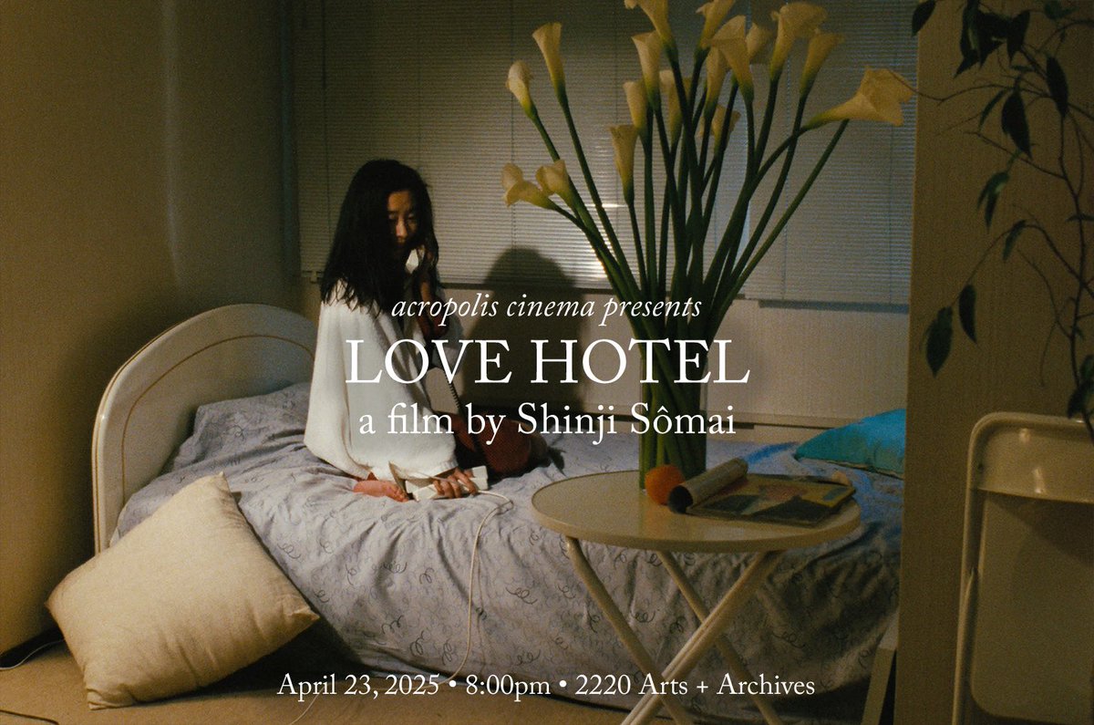 AcropolisCinema's tweet photo. Tomorrow! 😈

LOVE HOTEL
directed by Shinji Sômai
Japan, 1985, 88 min

Join us tomorrow at 8pm @2220Arts for the Los Angeles premiere of Shinji Sômai’s 1985 cult classic LOVE HOTEL—presented in a brand new restoration!

🎟️ 🔗: https://t.co/ei3jizczyl https://t.co/xjoWv4YJr3