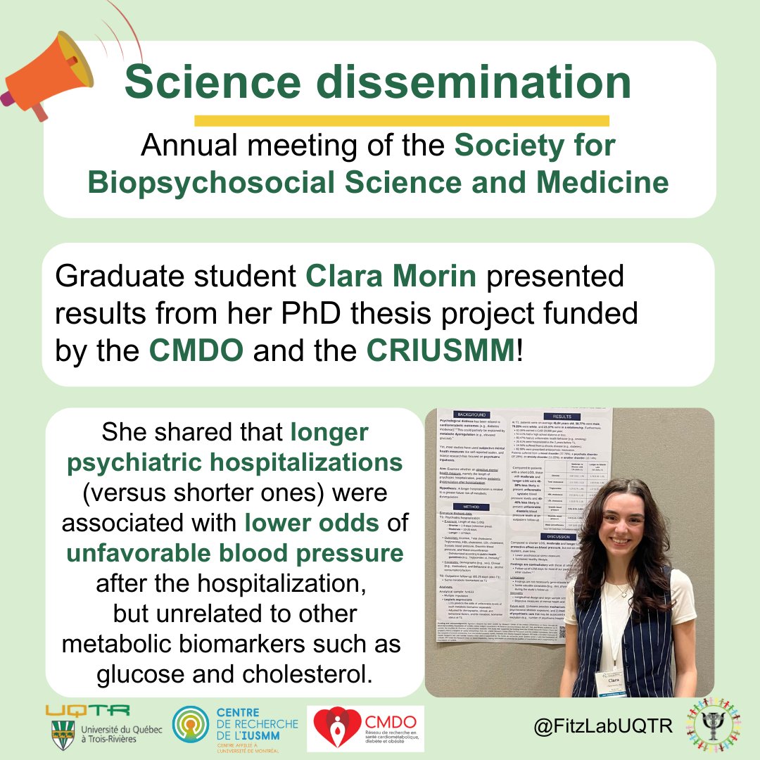 Fitz Lab (@fitzlabuqtr) on Twitter photo 👩💼Our student <a href="/clara_morin31/">clara morin</a> was at SBSM's annual meeting in Seattle (US) to present her thesis results based on data from the Signature Biobank. Congrats for disseminating science and representing the FitzLab on the international scene!!
<a href="/UQTR/">UQTR</a>
<a href="/fiusmm/">Fondation IUSMM</a>
<a href="/rrcmdo/">Réseau CMDO</a>
<a href="/connectSBSM/">The SBSM</a> 👩💼Our student <a href="/clara_morin31/">clara morin</a> was at SBSM's annual meeting in Seattle (US) to present her thesis results based on data from the Signature Biobank. Congrats for disseminating science and representing the FitzLab on the international scene!!
<a href="/UQTR/">UQTR</a>
<a href="/fiusmm/">Fondation IUSMM</a>
<a href="/rrcmdo/">Réseau CMDO</a>
<a href="/connectSBSM/">The SBSM</a>