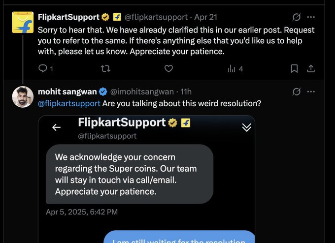 imohitsangwan's tweet photo. @flipkartsupport @flipkartsupport Ye Rahe Flipkart k messages ke screenshots or chat ke screenshots already thread mai hai. Isme mujhe ye btao ki Kaha tum logo ne resolution diya hai? https://t.co/T6cKTNPmys