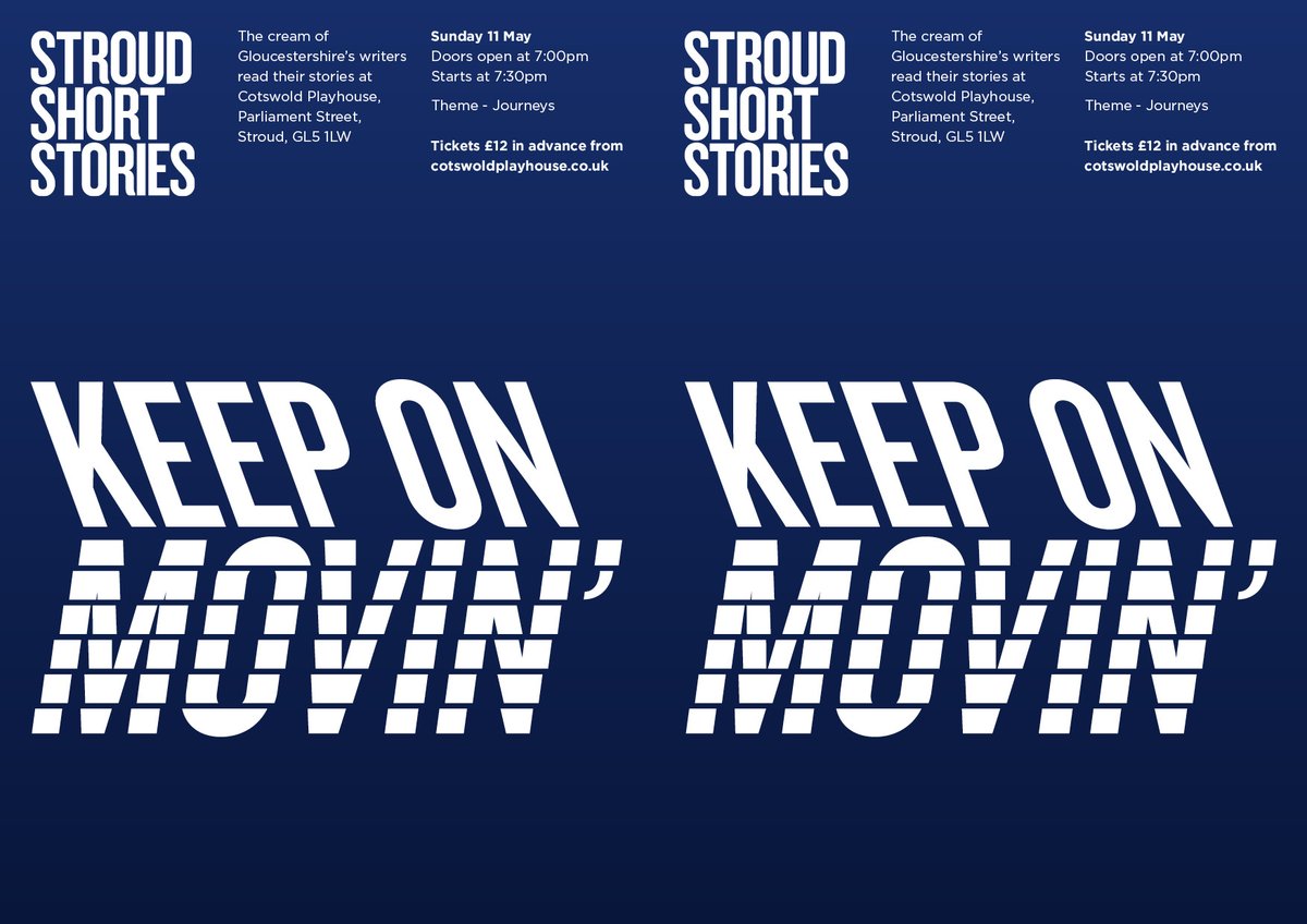 Stroud Short Stories (@stroudstories) on Twitter photo TICKETS are now on sale from the <a href="/CotsPlayhouse/">Cotswold Playhouse</a> website cotswoldplayhouse.co.uk/for our 29th event (we were founded in 2011!). This one on the theme of JOURNEYS . The absolute cream of #Glos writers perform their stories for you on Sunday 11 May. More info - stroudshortstories.blogspot.com TICKETS are now on sale from the <a href="/CotsPlayhouse/">Cotswold Playhouse</a> website cotswoldplayhouse.co.uk/for our 29th event (we were founded in 2011!). This one on the theme of JOURNEYS . The absolute cream of #Glos writers perform their stories for you on Sunday 11 May. More info - stroudshortstories.blogspot.com