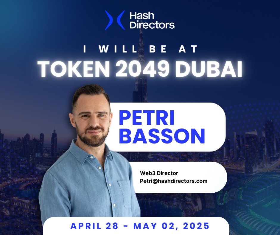 Excited to be at #Token2049! 🚀

I’ll be there with HashDirectors – let’s connect, talk Web3, or grab a coffee!

Send a message if you’ll be around. 🤝

#Web3 #HashDirectors #Networking