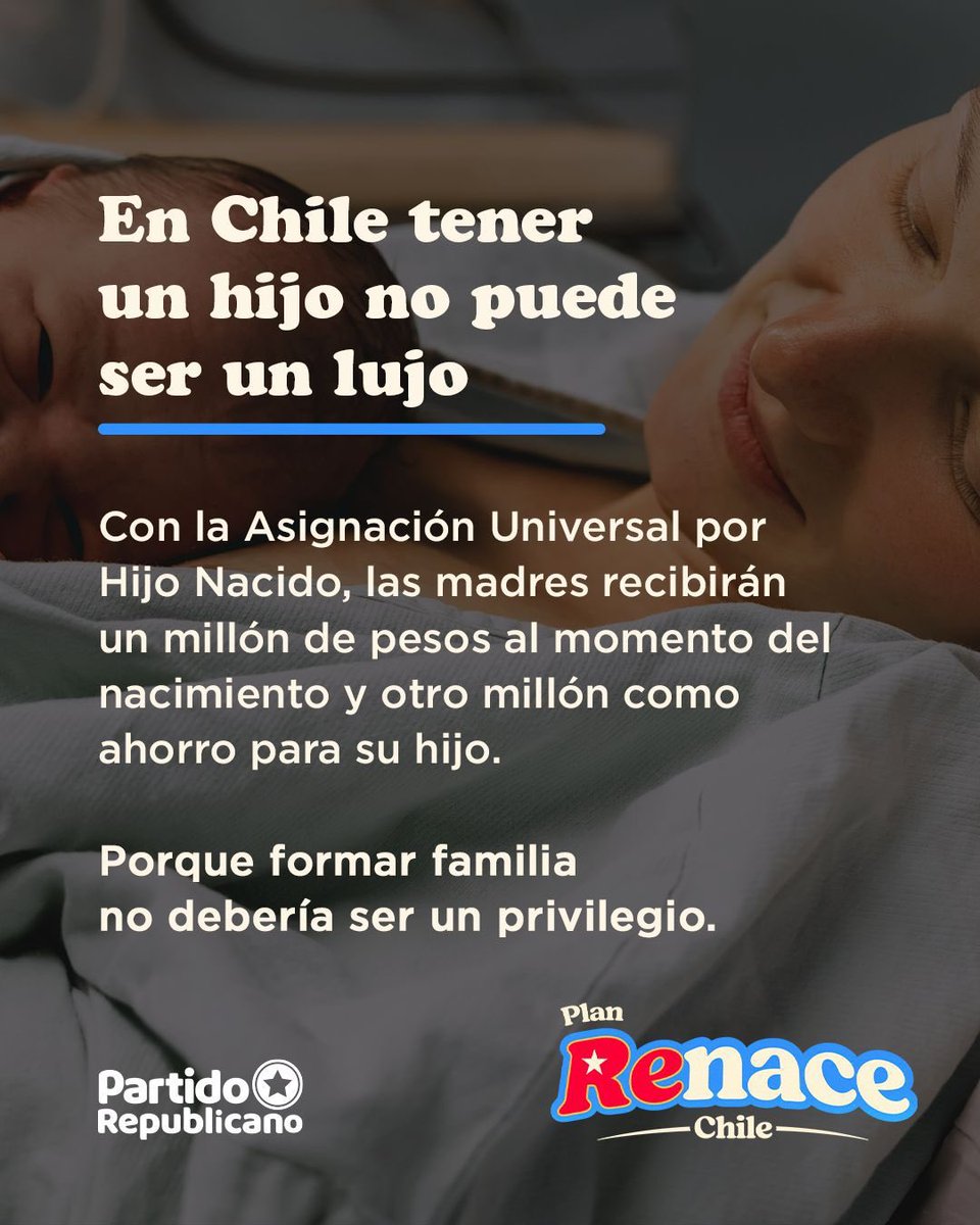 🏡 La familia es el corazón de cualquier país. Pero en Chile, formar una se ha vuelto cuesta arriba. Apoyar la natalidad es construir futuro. 

#PlanRenaceChile 👨‍👩‍👧
#KastPresidente 🇨🇱