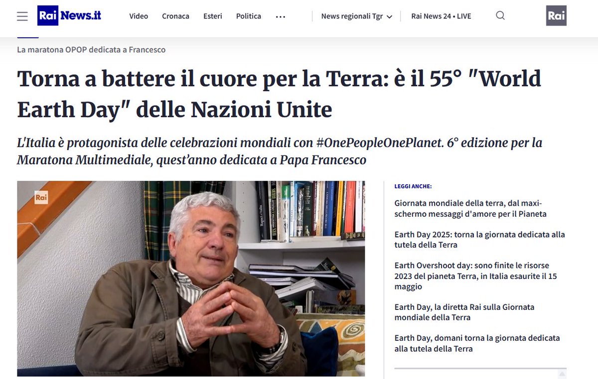 La pioggia e l'#acqua sono benedizioni, le abbiamo trasformate in maledizioni
#FrancescoPetretti nella maratona #OnePeopleOnePlanet in streaming per la #giornatamondialedellaterra su <a href="/RaiNews/">RaiNews</a> 👉 t.ly/XlxYC
#siccità #alluvioni #iocitengo #earthday25 #22aprile2025