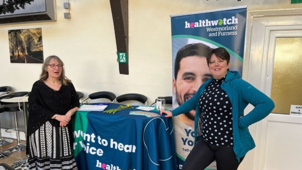 Come see us tomorrow at Westmorland General Hospital from 9:30am to 12:00pm.

Our Engagement Officers, Lisa and Leila, will be there to listen to your experiences with health and social care - good or bad. 

If you're passing through, stop by and say hello 👋