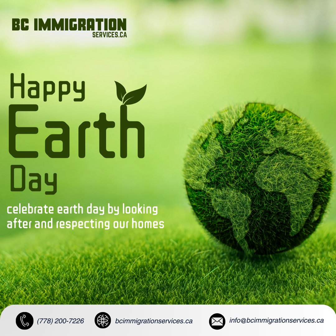 ImmigrationBc's tweet photo. Happy Earth Day from BC Immigration Services! Today and every day, let’s celebrate by caring for our shared home—Earth. 

📞 (778) 200-7226
📲 https://t.co/3wOjBLMIkx

#EarthDay #ProtectOurPlanet #SustainableLiving #EcoFriendly #GreenFuture #BCImmigration #GlobalResponsibility https://t.co/mZhHWG13lw