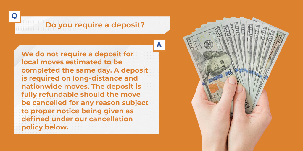 SmoothMoveRH's tweet image. Q: Do you require a deposit? 
A: For local moves, no! For long-distance, yes, with a full refund option. 

Got more questions? Ask us in the comments!

USDOT# 2823802
#MovingFAQ #SmoothMove #QandA #rockhillmovers