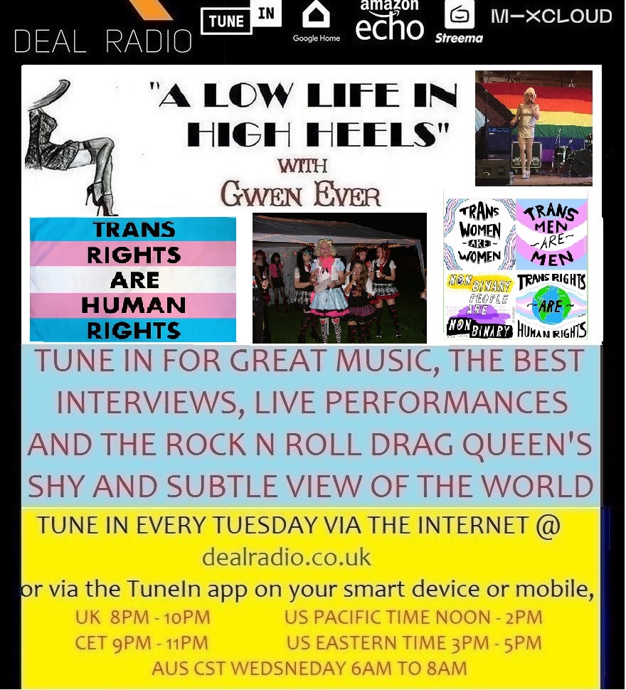 GwenEver69's tweet photo. Tonight Tuesday 22nd April from 8pm BST, on A Low Life in High Heels with Gwen Ever,  tune in live at https://t.co/3OxM2gr1VR or ask your smart device to "play Deal Radio". Join me this evening as I bring you my selection of great new releases and top tunes https://t.co/60ErbPCSuA