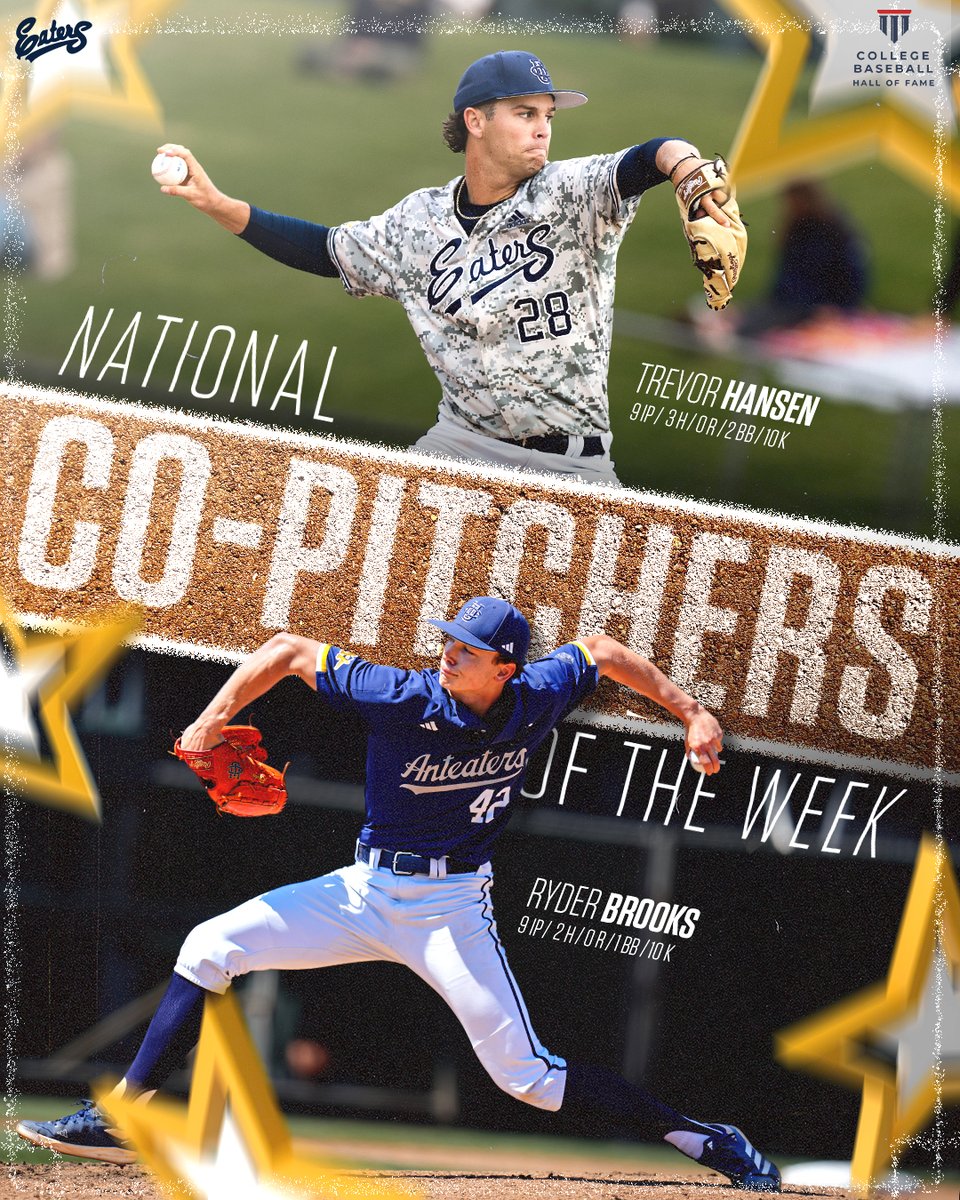 Shook the Nation 👀

Trevor Hansen and Ryder Brooks have been named National Co-Pitchers of the Week by the College Baseball Foundation!

#EatersGottaEat | #RipEm