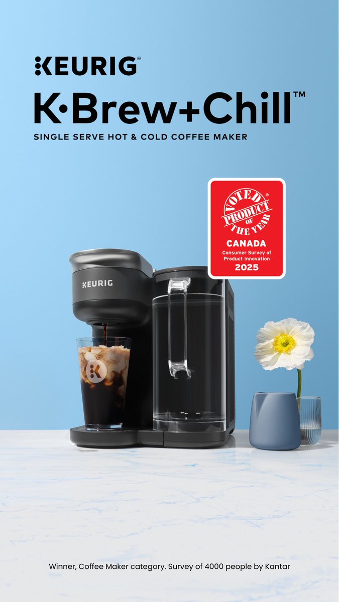 Meet the K-Brew+Chill™! The first at-home coffee maker to brew iced coffee with full flavour and minimal ice melt, using any of your favourite K-Cup® pods.

Stay tuned this week to see it in action! #KBrewChill #KeurigCanada