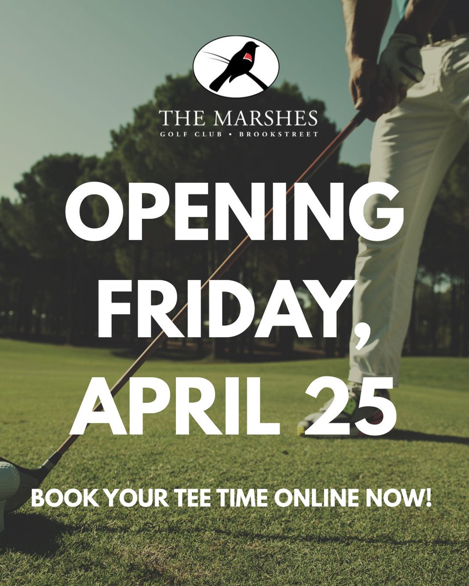 We’re Back! ⛳

The wait is over — Marshes Golf Club officially opens for the season this Friday, April 25! It's time to dust off those clubs and get back on the green.

Book Now 👉 ow.ly/gSuY50VFHqJ

We can't wait to welcome you back!

#MyBrookstreet #OttawaGolf