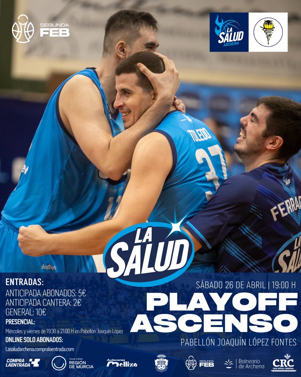 ¡🎟️Ya a la venta las entradas anticipadas!  

💻 Abonados, disponibles ya online.

📍Presencial en el Pabellón Joaquín López Fontes:  
📅 Miércoles y viernes  
🕢 De 19:30 a 21:00 h  

🎫 Entradas anticipadas:
🔵 Abonados: 5€
🟢 Cantera: 2€
⚪ General: 10€