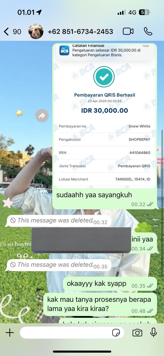 jisuungies's tweet photo. help rt yaa guys scammerr hati hatii semuanya twtnya ini @_urwifes 

no wanya +62 851‑6734‑2453
barusan aku kena tipuu bumble prem 

qrisnya ini DICATETTT YAA GAISSS 🙅🏻‍♀️🙅🏻‍♀️
JANGAN SAMPE KENA TIPU SAMA DIA

#zonauang #zonajajan #penipu #scammer https://t.co/cVyYbpVQ0g