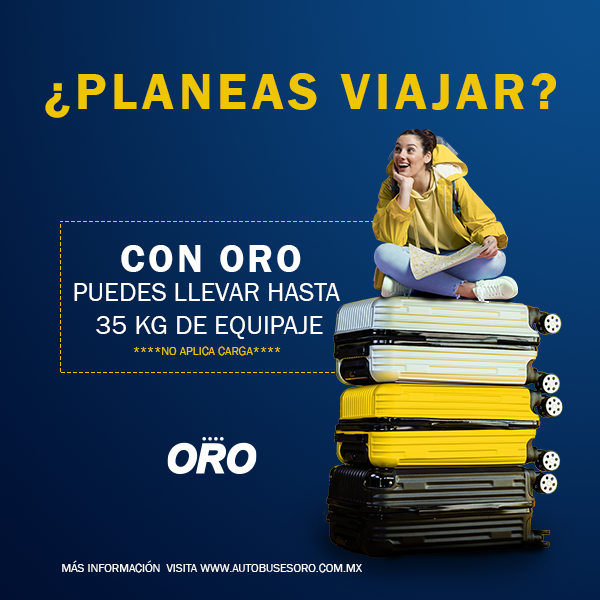 Si quieres viajar recuerda que puedes llevar hasta 35 kg de equipaje, así, puedes llevar los imprescindibles que harán de tu viaje una experiencia placentera.
Para mayor información visita autobusesoro.com.mx/politicas
#ViajaSeguro #SeguroConOro #ElPlacerDeViajar