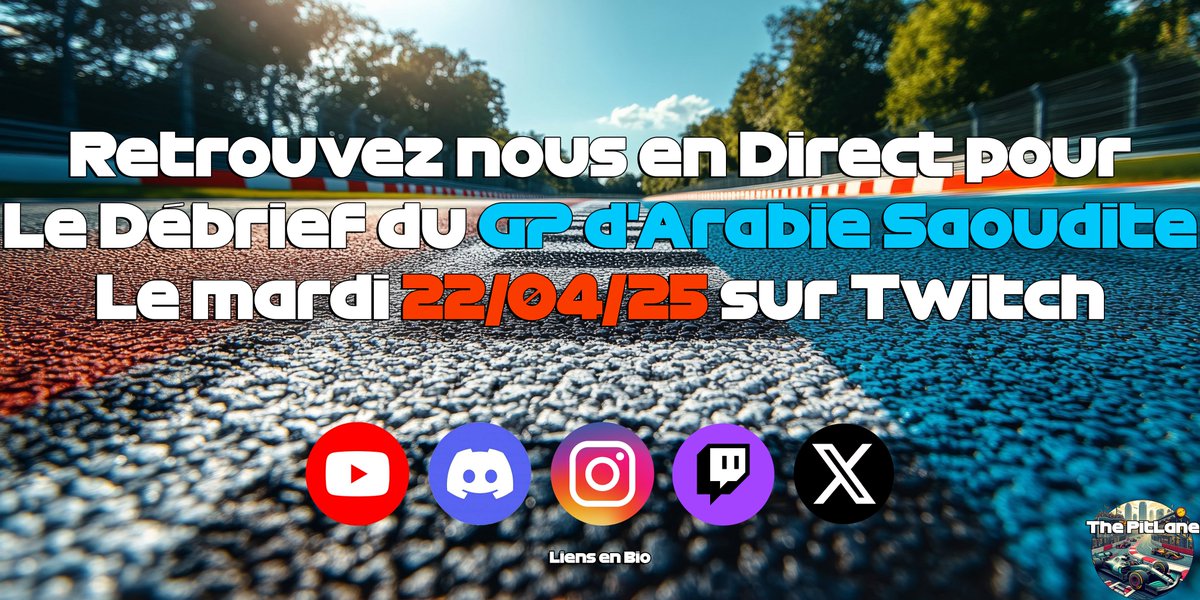 Bonsoir, si vous n'êtes pas fans de football ou juste fans de F1 et que vous voulez revenir sur le #SaudiArabianGP  de F1, rendez-vous sur Twitch à 21h pour The Pitlane, présenté par <a href="/V_Vancutsem/">Valentin Vancutsem</a> avec <a href="/Valkyria1197/">valkyria🇫🇷🌍 #AH19</a> et Linkin Hybrid.

Le lien : twitch.tv/thepitlane