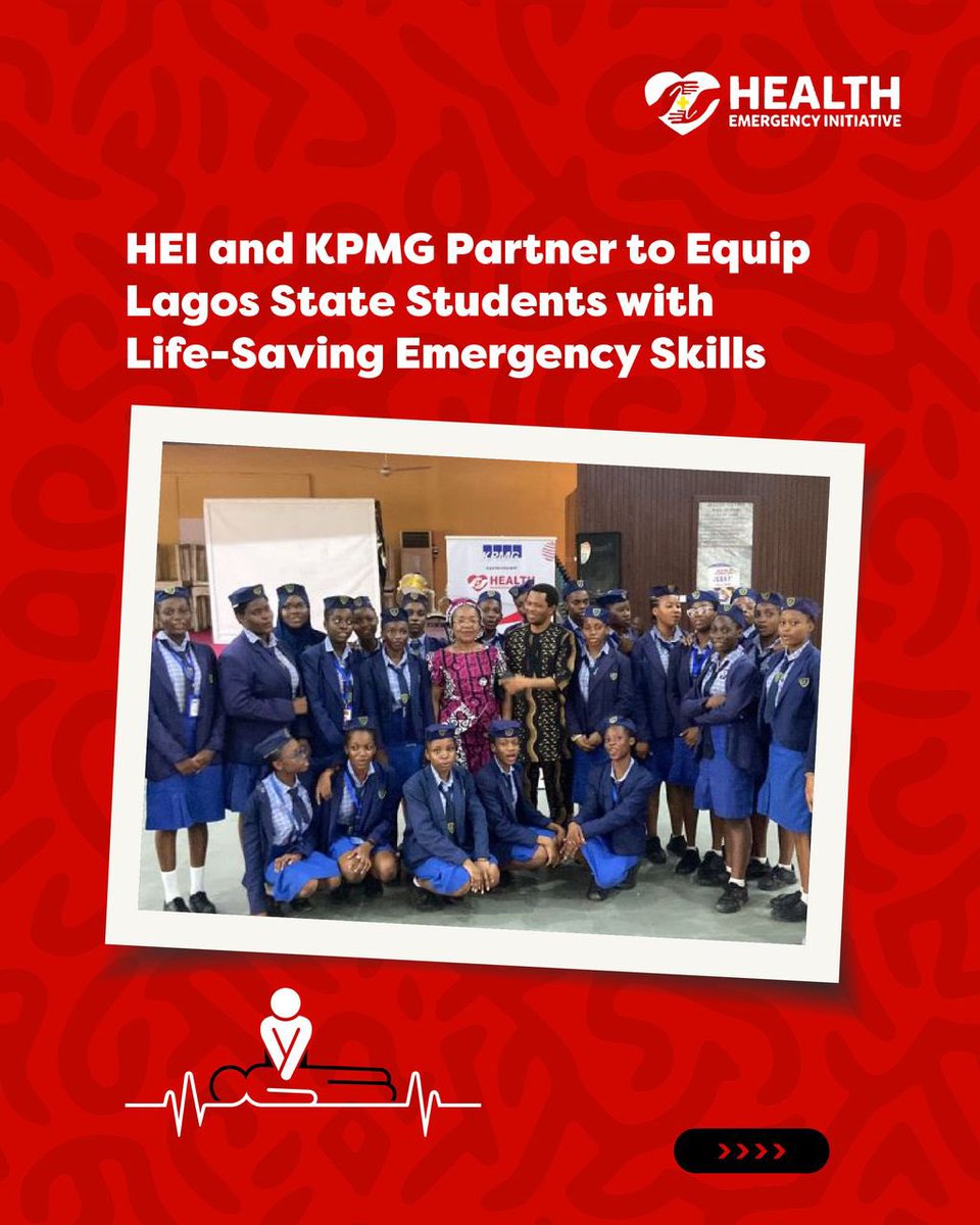 InitiativeHe's tweet photo. KPMG and HEI are working together to equip Lagos students with life-saving emergency response skills. By training the next generation in CPR, first aid, and trauma care, they’re making our city safer, one student at a time. 

Click on the link in bio to read more https://t.co/cxIETuIumA