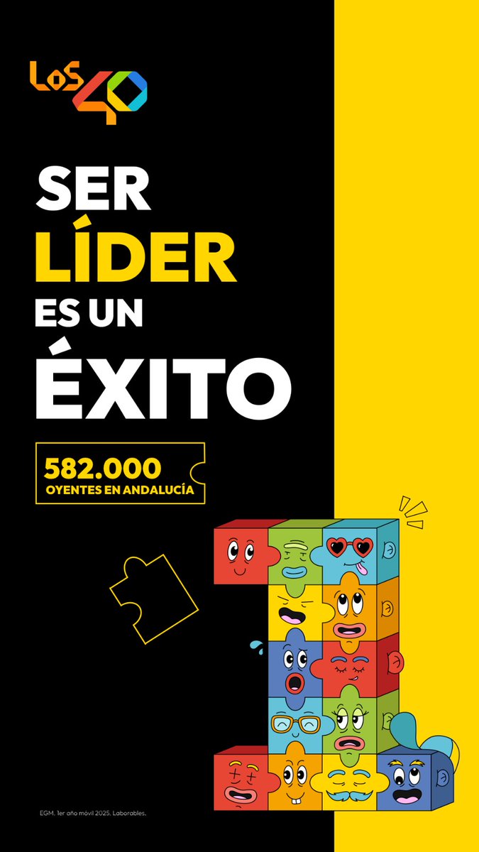 ¡GRACIAS!
¡Hoy celebramos te celebramos!
Los 40  se sitúa en los 582.000 oyentes en Andalucía según el EGM.
¡Gracias por seguir apostando por la mejor música!
Nos emociona ser vuestra banda sonora diaria.
¡Seguimos subiendo el volumen juntos!
¡Sois los #1!
