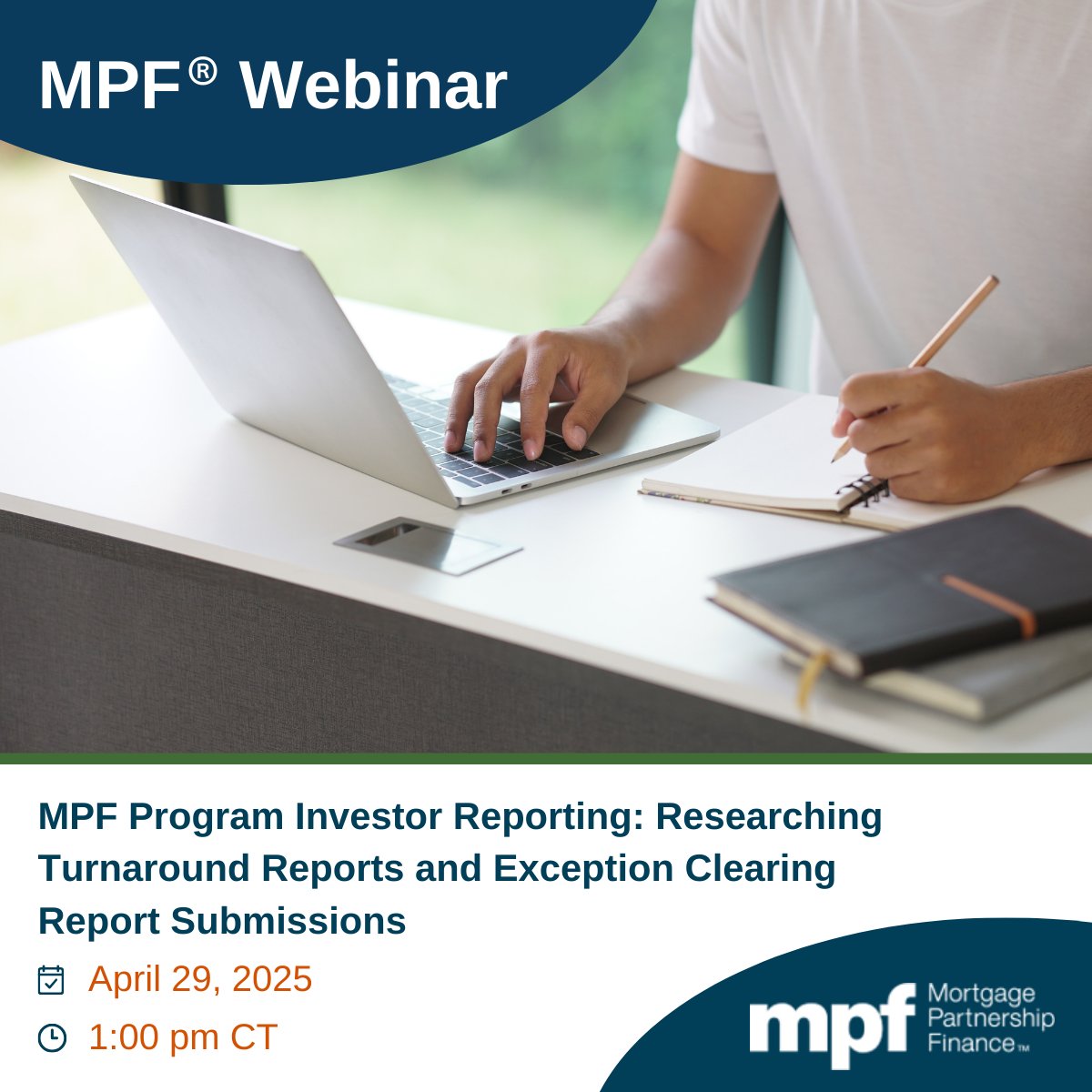 MPFProgram's tweet image. This webinar is designed to take a more in-depth look at monthly investor reporting for both the MPF Traditional and MPF Xtra products. Focus will be on reviewing and researching Turnaround Reports (TARs) to solve discrepancies. Register here: bit.ly/4kLxcsG