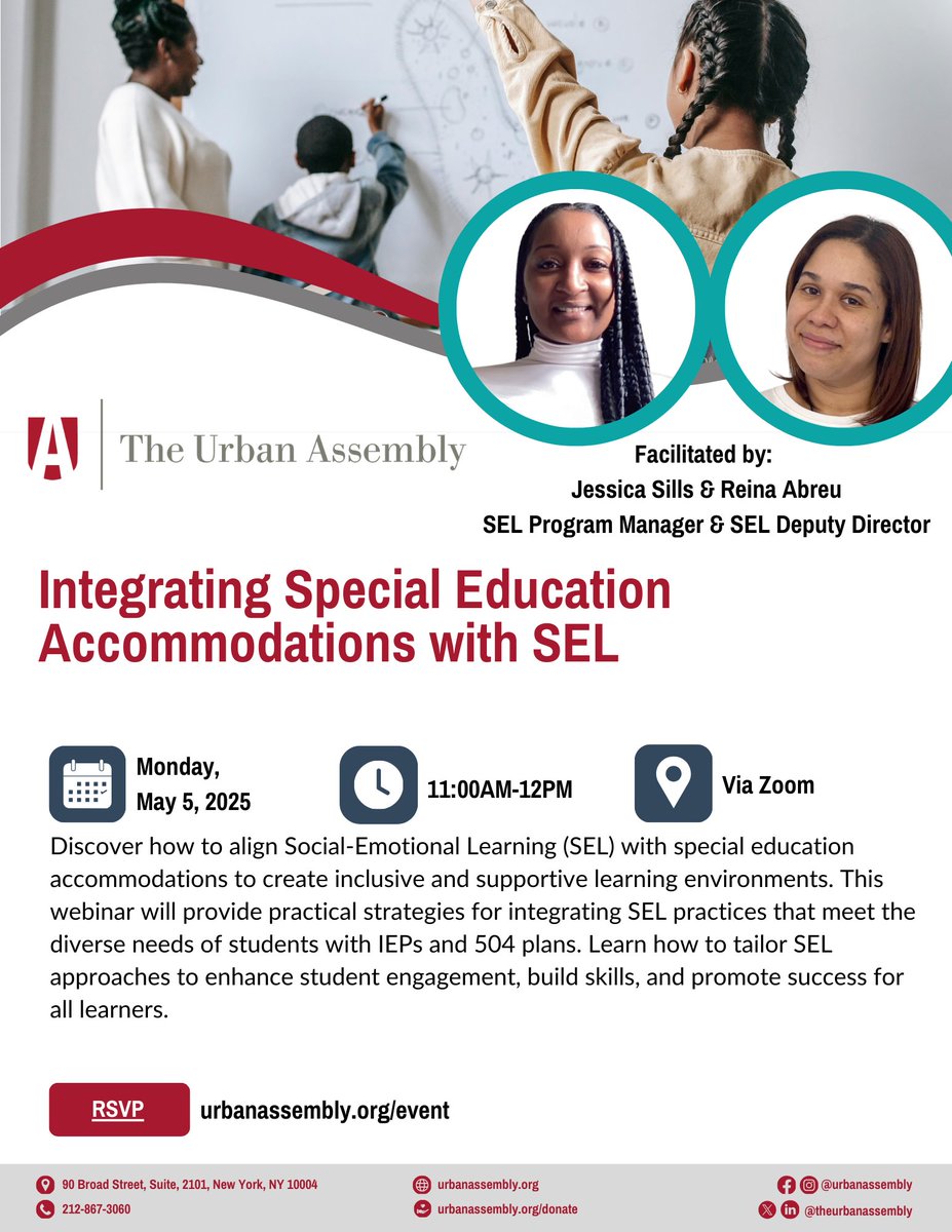 Urban Assembly (@urbanassembly) on Twitter photo Register for the next UA SEL Webinar!
RSVP: zpr.io/qCgprVqee6Yr
#education #sel #webinar Register for the next UA SEL Webinar!
RSVP: zpr.io/qCgprVqee6Yr
#education #sel #webinar
