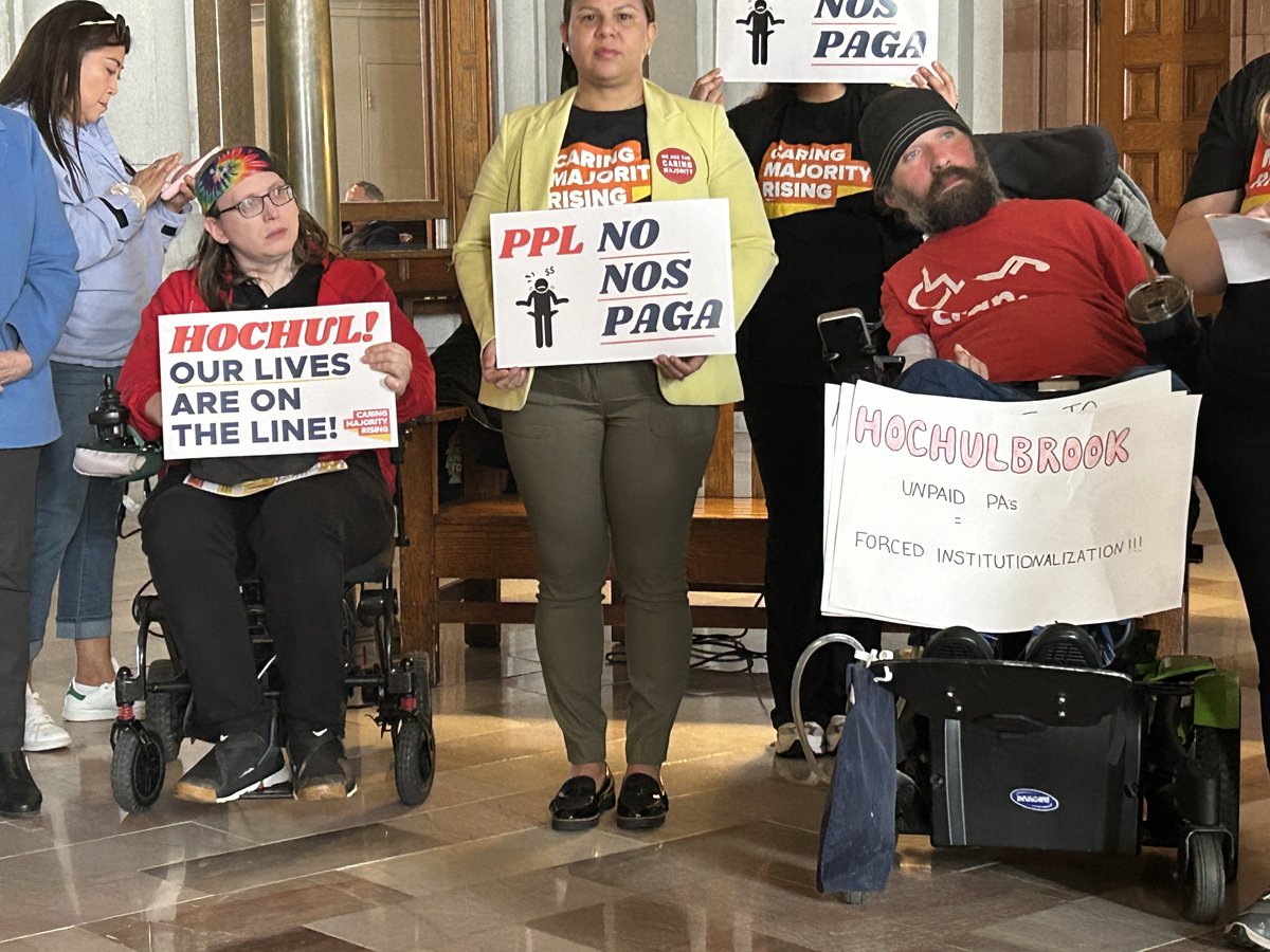 CBS6Albany's tweet image. Home care workers rally at New York State Capitol calling for action over claims that many have not been paid. #CDPAP