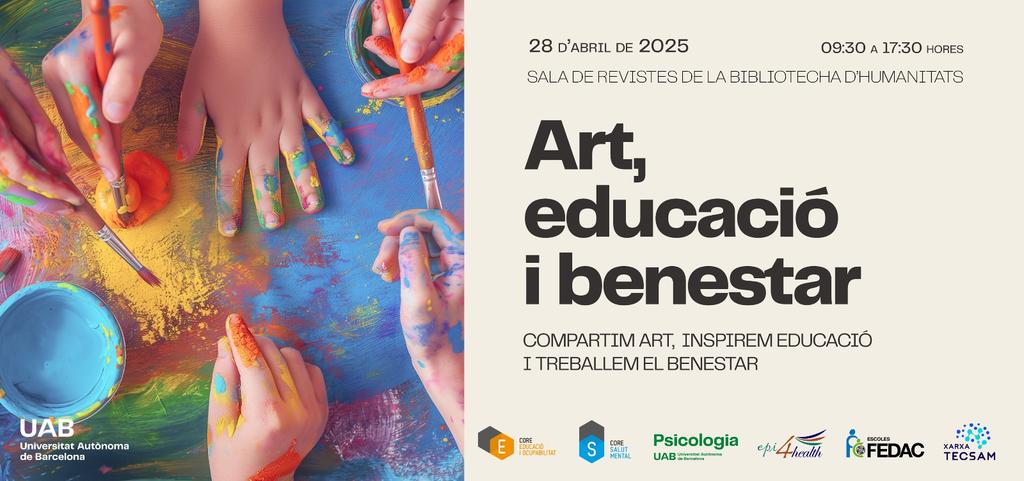 Jornada «Art, educació i benestar
28 abril 
9:30h a 17h
Sala revistes UAB
uab.cat/web/agenda/det…