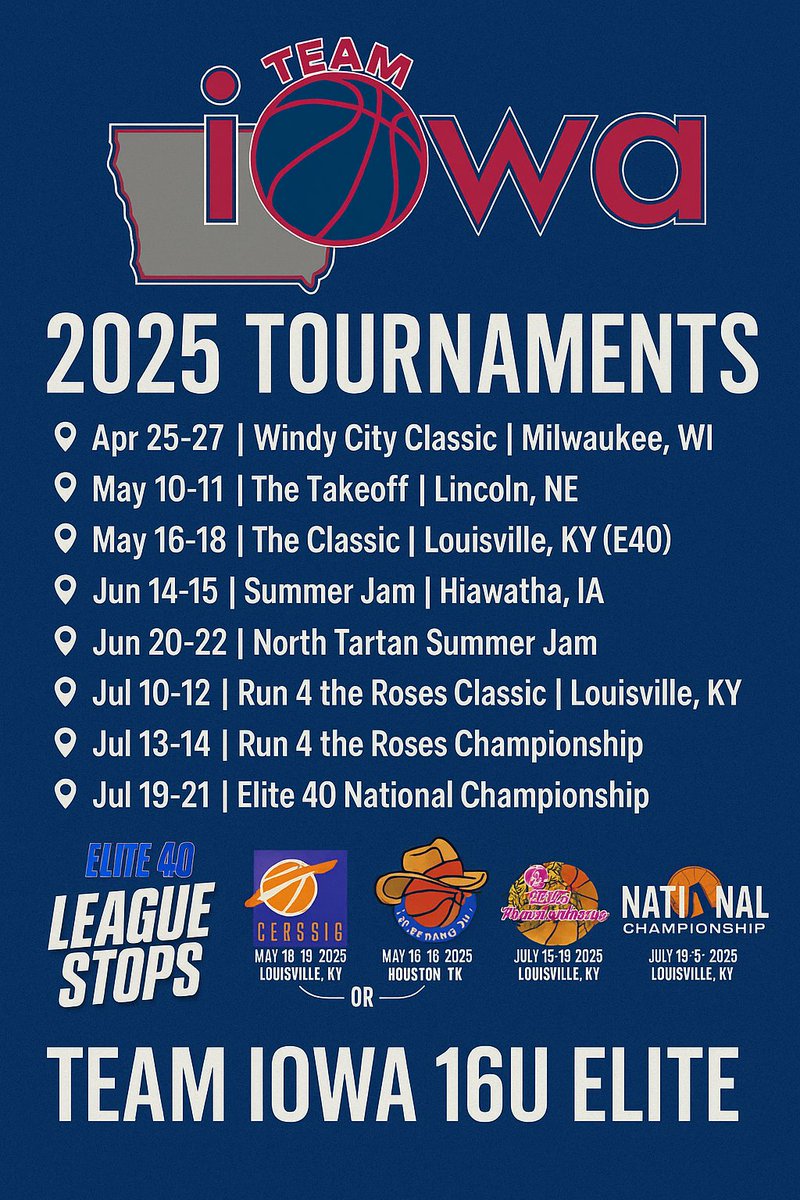 Team Iowa Elite 2027 (@teamiowa2027bs) on Twitter photo Coaches check out our tournament for summer of 2025. We are a fun team to watch, and love to compete! <a href="/Team_Iowa/">Team Iowa Basketball</a> <a href="/PGHBrooks/">Jeremy Brooks</a> <a href="/mad9701/">Mark Daniels</a> <a href="/DIAMONDLUVAN/">Diamond LuVan</a> <a href="/AAU_Basketball/">AAU Basketball</a> <a href="/Elite40League/">Elite 40 League</a> Coaches check out our tournament for summer of 2025. We are a fun team to watch, and love to compete! <a href="/Team_Iowa/">Team Iowa Basketball</a> <a href="/PGHBrooks/">Jeremy Brooks</a> <a href="/mad9701/">Mark Daniels</a> <a href="/DIAMONDLUVAN/">Diamond LuVan</a> <a href="/AAU_Basketball/">AAU Basketball</a> <a href="/Elite40League/">Elite 40 League</a>