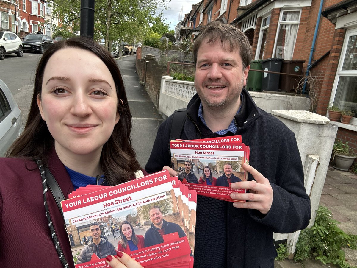 Miriam Mirwitch (@miriammirwitch) on Twitter photo It was great to be out speaking to residents in Hoe Street ward this evening with <a href="/andy__dixon/">Andy Dixon</a>.
Labour Cllrs <a href="/AhsanKhan_wf/">Ahsan Khan</a>, Andrew Dixon and I are available by email or at our advice surgery to help with any local issues. It was great to be out speaking to residents in Hoe Street ward this evening with <a href="/andy__dixon/">Andy Dixon</a>.
Labour Cllrs <a href="/AhsanKhan_wf/">Ahsan Khan</a>, Andrew Dixon and I are available by email or at our advice surgery to help with any local issues.