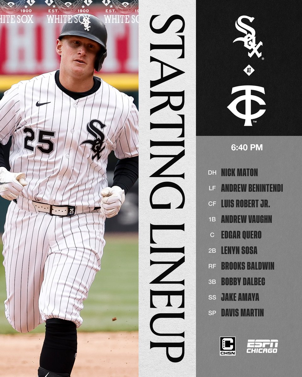 Image for the Tweet beginning: Your White Sox starters in