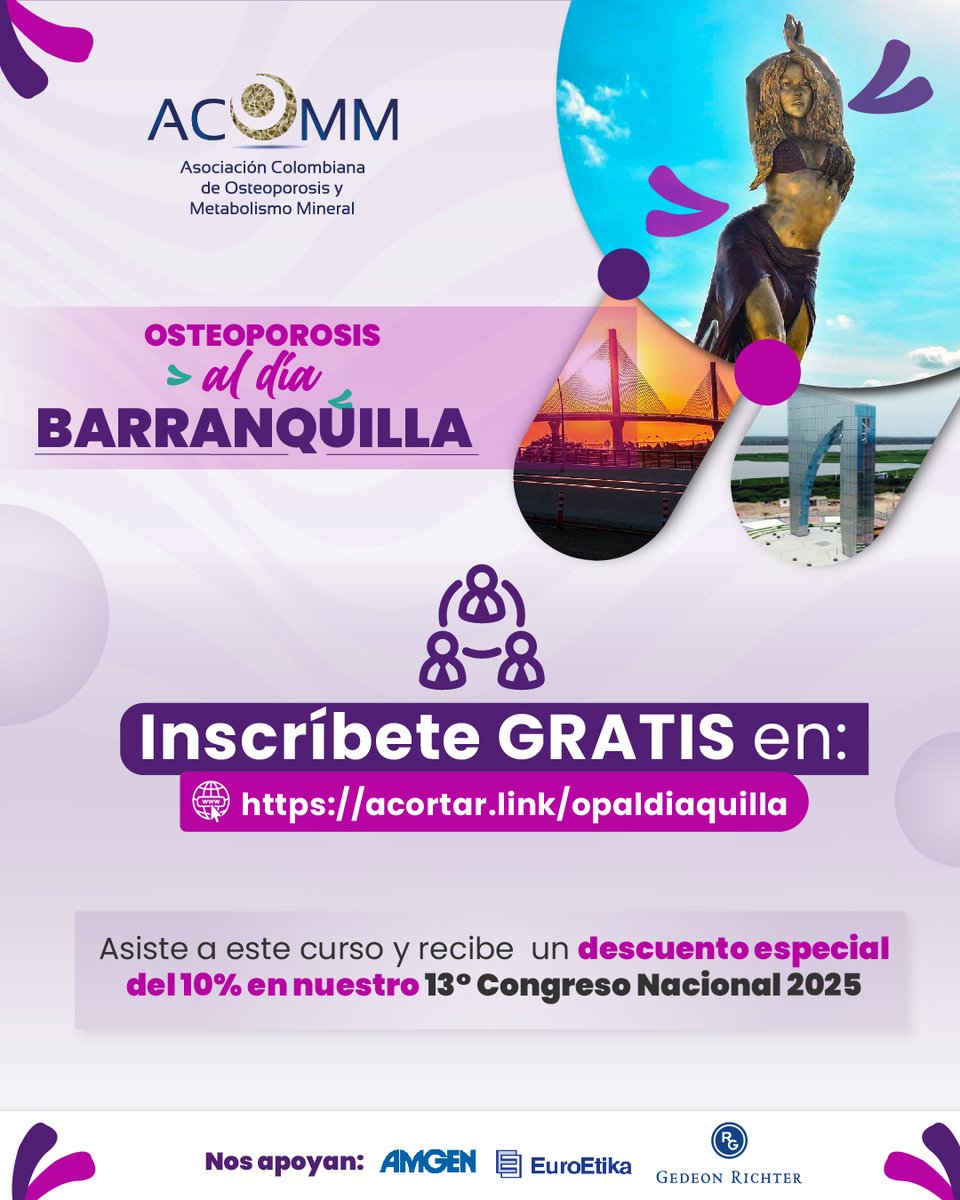 ¿Quieres conocer los talleres que desarrollaremos en la próxima sesión de Osteoporosis al Día en Barranquilla?
Descúbrelos y conoce a los especialistas que te guiarán en estos espacios de formación. Inscríbete GRATIS en acortar.link/opaldiaquilla y vívelos.
#ACOMM #OsteoporosisAlDía