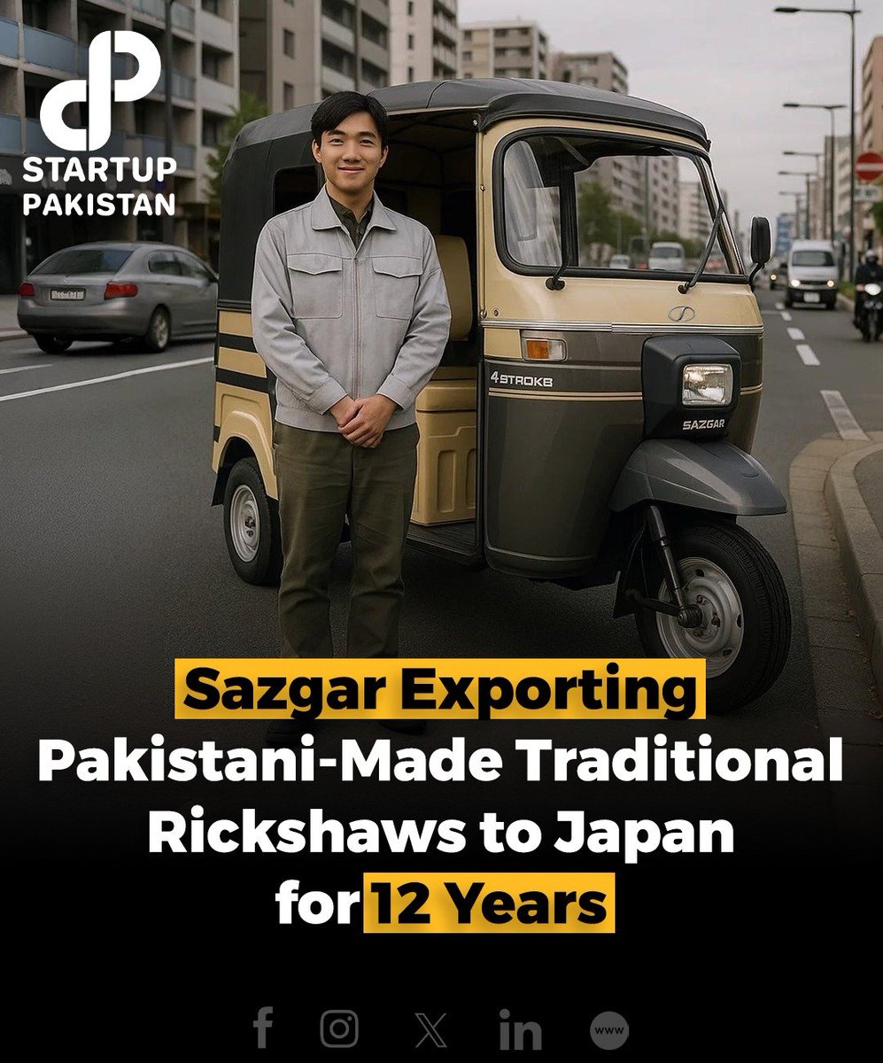 PakStartup's tweet photo. Pakistani company Sazgar Engineering has been exporting traditional 4-stroke CNG auto rickshaws to Japan for over 12 years.
#MadeInPakistan #AutoExports #PakJapanTrade https://t.co/heZvMr3ELI